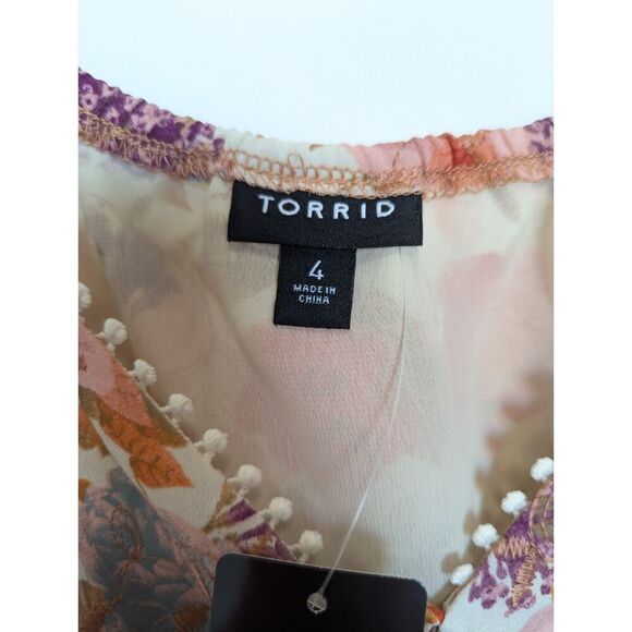 Torrid Georgette Blouse Womens Plus‎ Size 4X Ivory Floral Eyelet - Picture 8 of 13